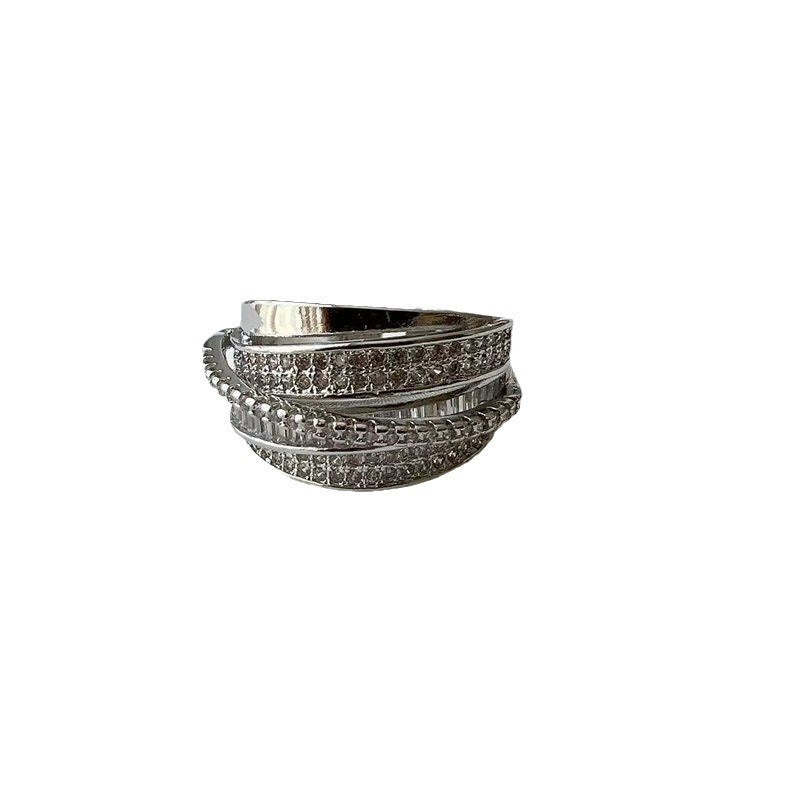 Braiding Copper Inlaid Zirconium Real Gold Winding Female High Sense Ring
