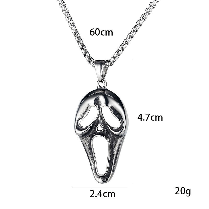 Men's Creative Exaggerating Grimace Skull Mask Titanium Necklace