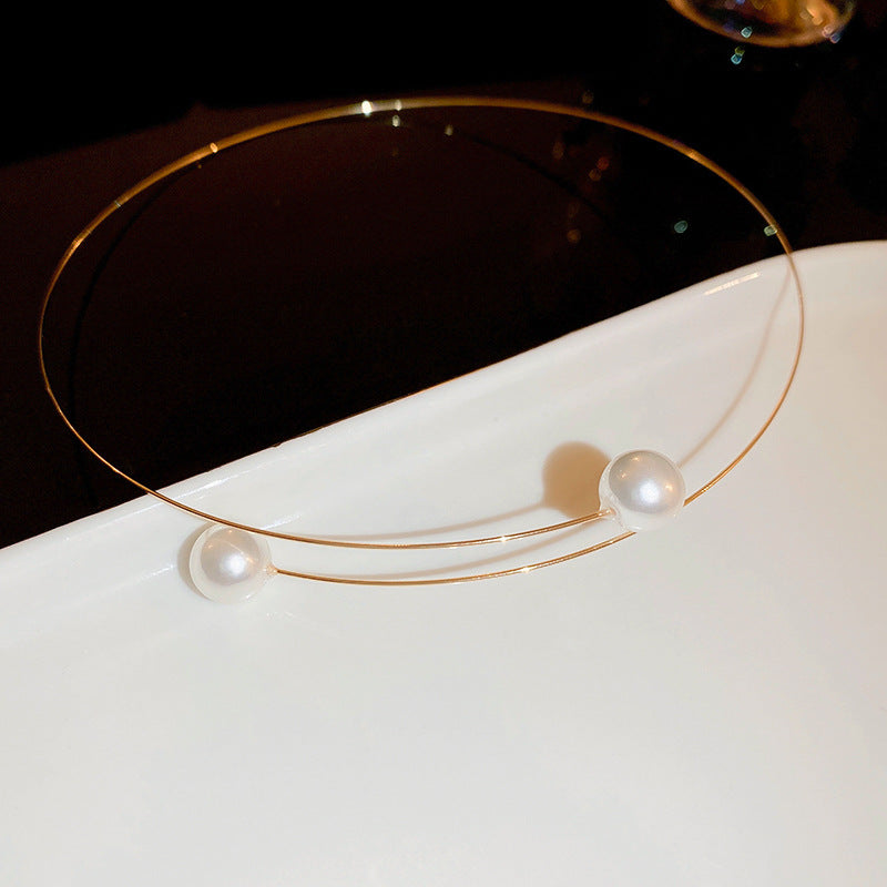 Women's Pearl Round Geometric Fashion Simple Elegant Collar
