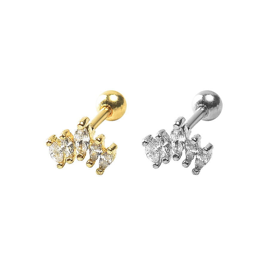Inlaid Nail Straight Rod Stainless Steel Stud Earrings