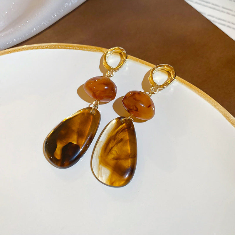 Women's Needle Geometric Irregular Resin Fashionable Retro Earrings