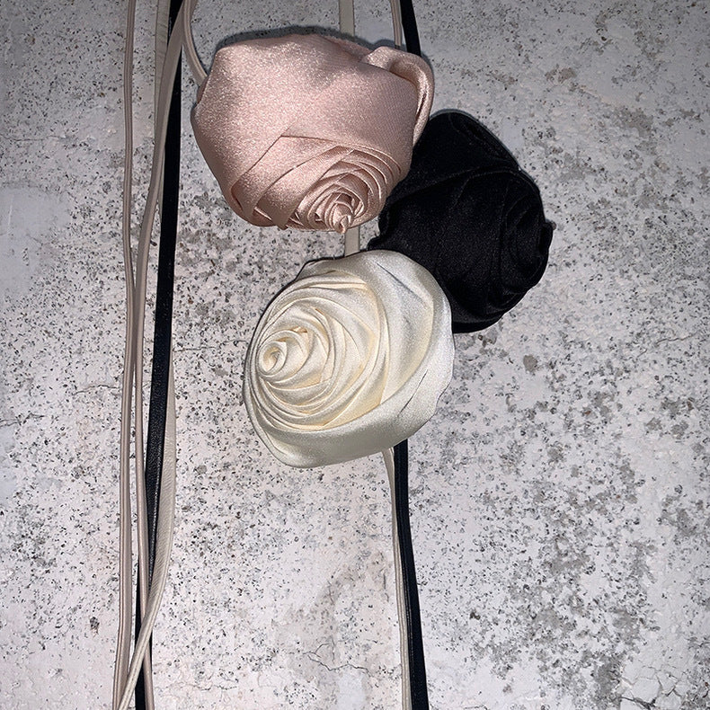 Niche Retro Pure Rose Handmade Wrist Flower Silk Female Sexy Collar