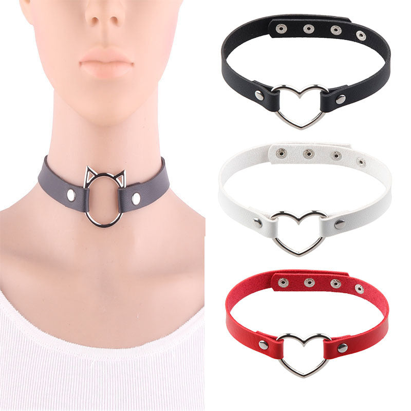 Women's Chain Short Dark Punk With Simple Cool Black Neckband Collar