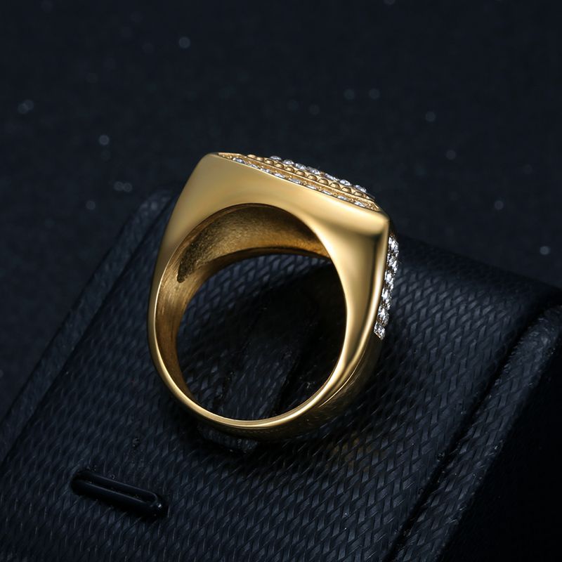 Men's Hip Hop Stainless Steel Vacuum Gold Rings