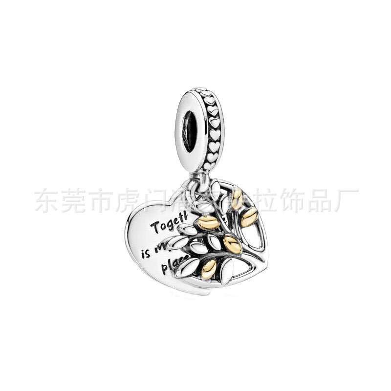 Unique Women's Sier-plated Love Double Happiness Pendants