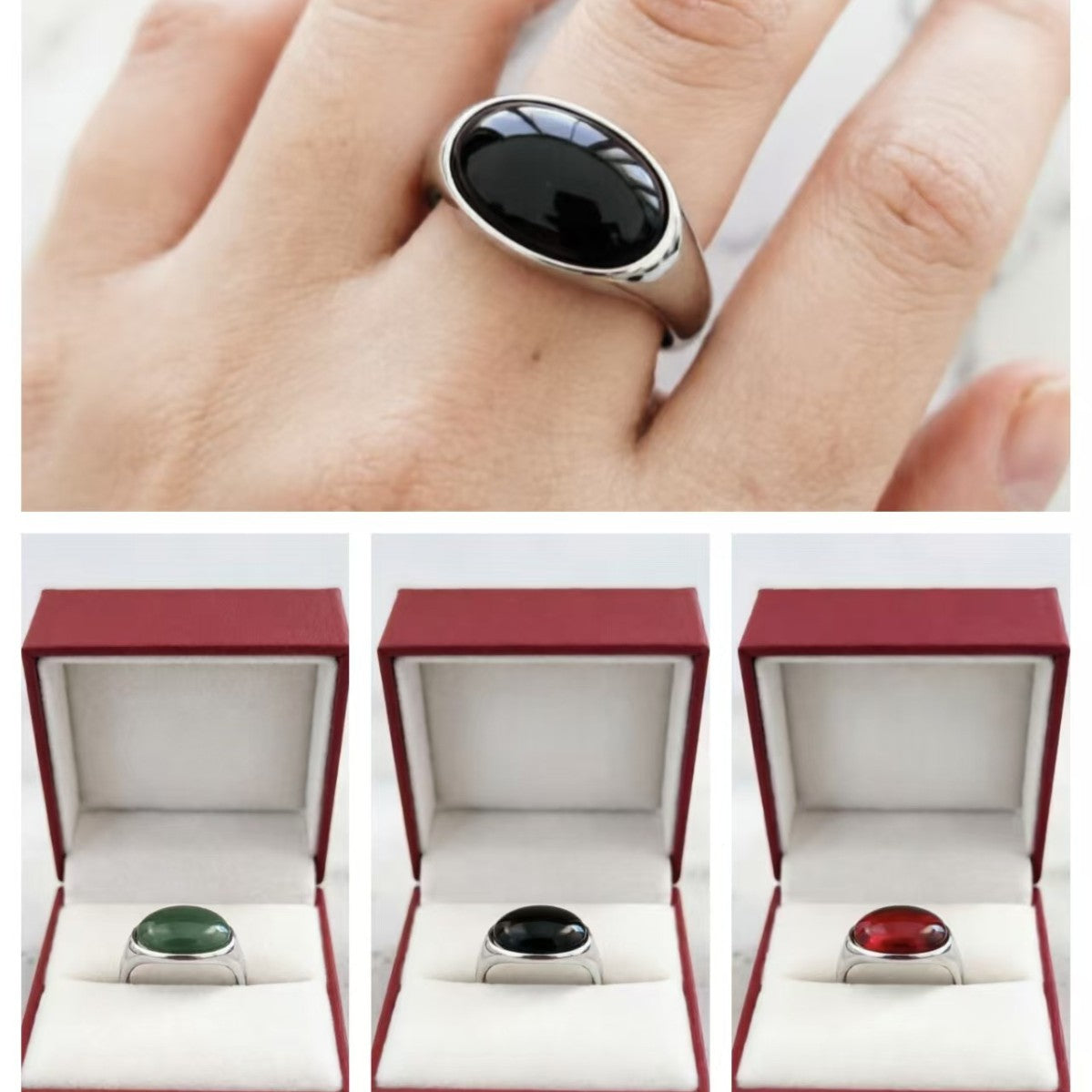 Women's & Men's Gem Couples Openings Adjustable Retro Simple Egg Ring