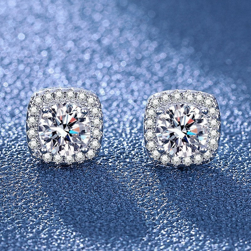 Moissanite Ear Female With Hearts Sterling Earrings