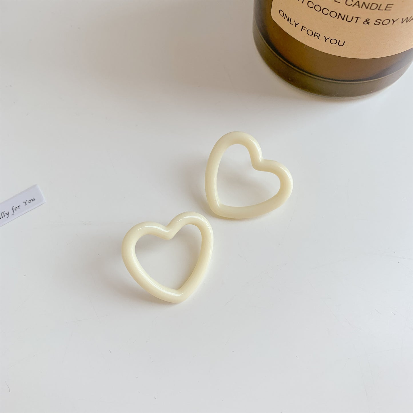 Love Heart Female Sweet Style Minimalist Design Earrings