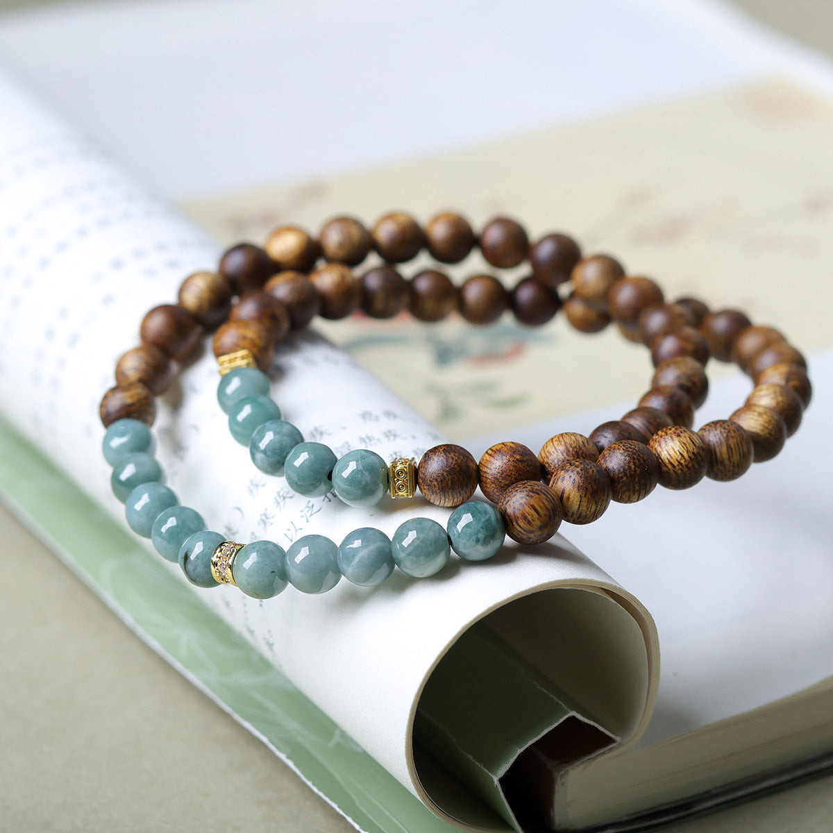 Women's Vietnam Nha White Chess Nan Eaglewood Buddha Beads Bracelets