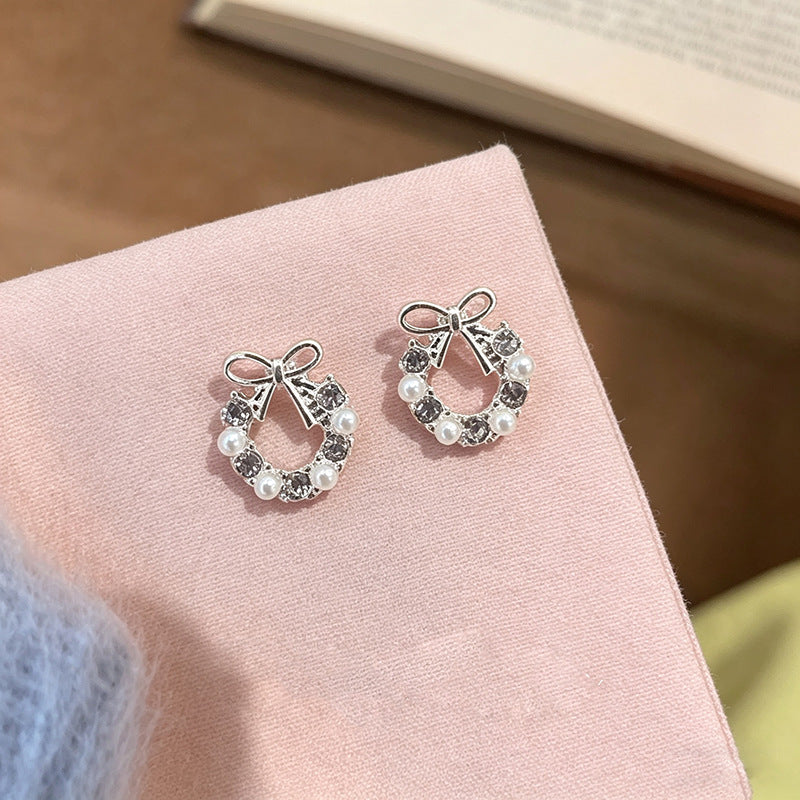 Women's Sparking Zirconium Pearl Light Luxury High-grade Unique Beautiful Stud Earrings