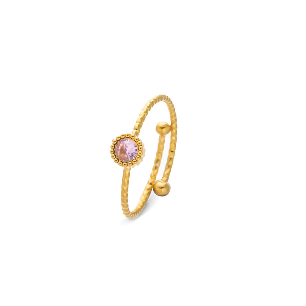 Women's Stainless Steel Zircon Niche High Sense December Birthday Stone Ring