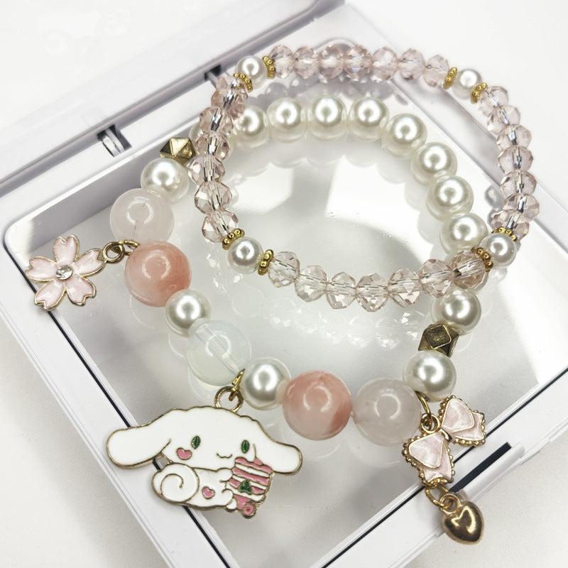 Women's Pearl Korean Super Cute Cartoon Beaded Bracelets