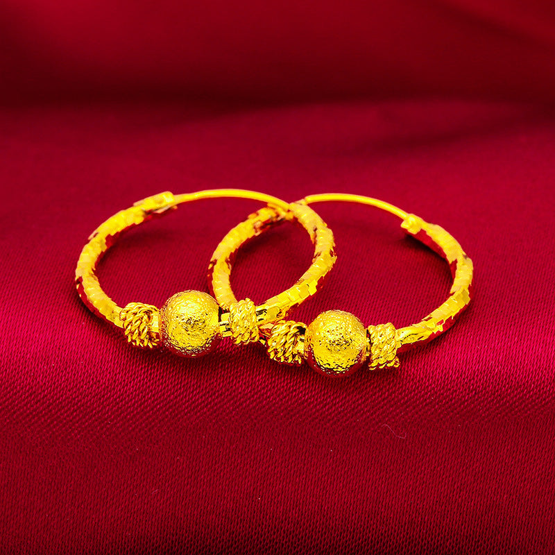 Women's Vietnam Placer Gold Lucky Beads Eardrops Earrings