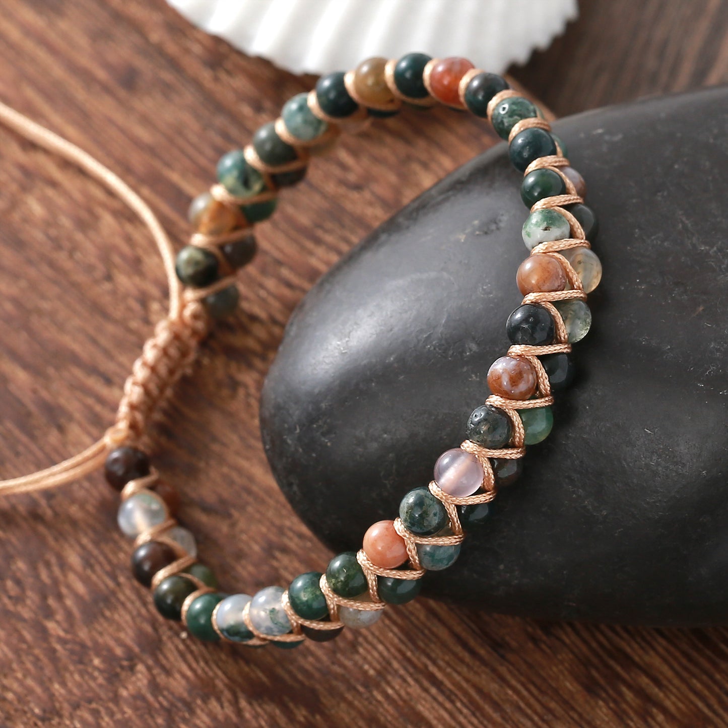 Bohemian Indian Agate Natural Stone Hand-woven Bracelets