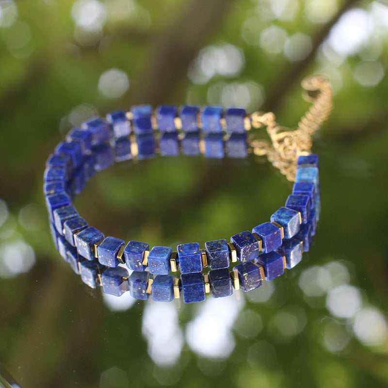 Stainless Steel Lobster Clasp Square Tiger Eye Bracelet