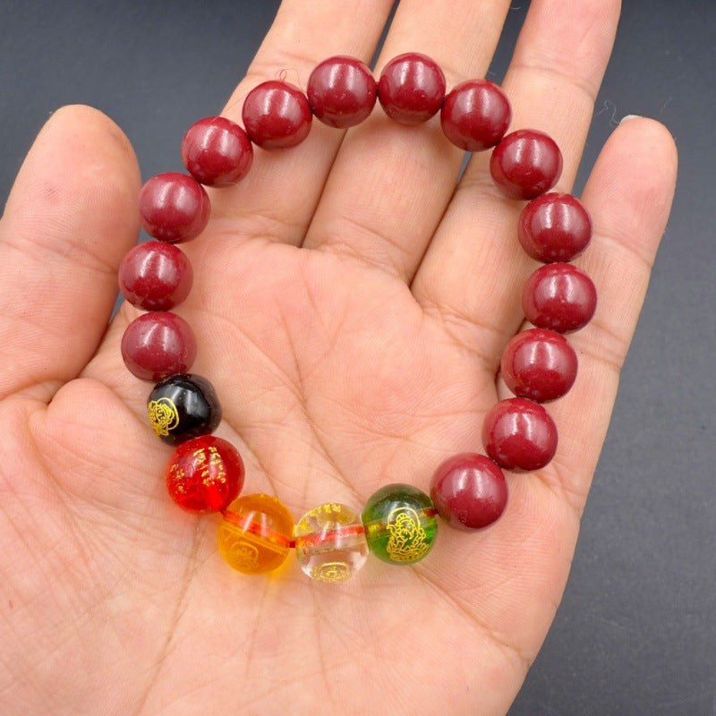Women's Cinnabar Female Life Safety Gourd Fu Lu Fortune String Bracelets