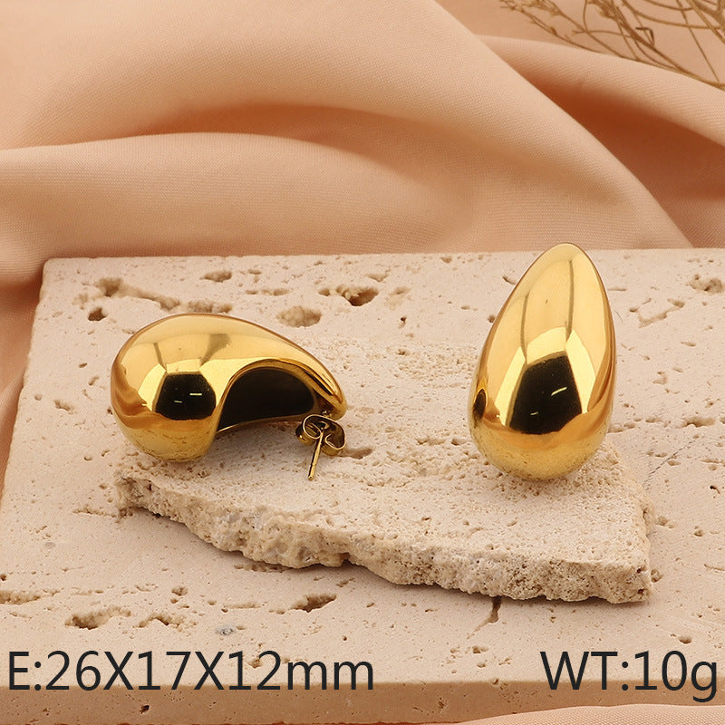 Design Chubby Water Drop Fashion Stainless Earrings