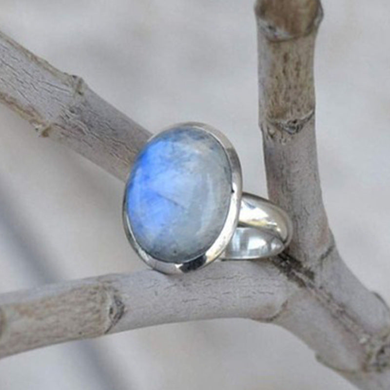 Style Vintage Thai Sier Moonstone Popular Rings