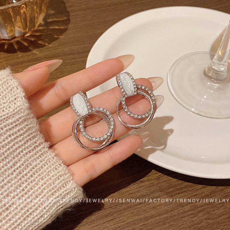 Women's Stone Ear Graceful Geometric Love High-grade Earrings