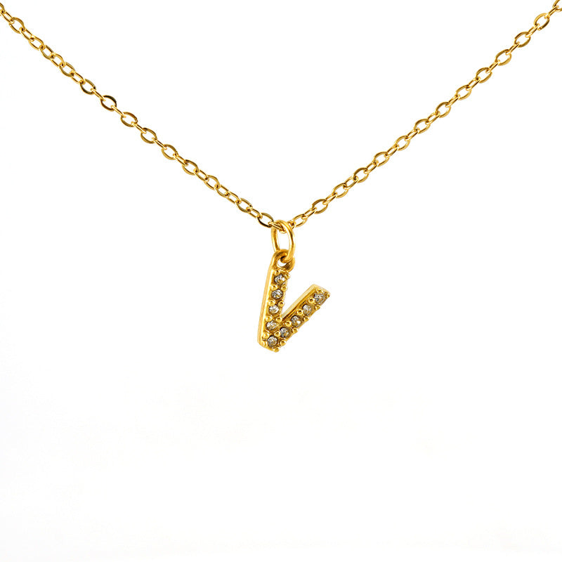 Women's Diamond Small Letter Simple Clavicle Chain Necklaces