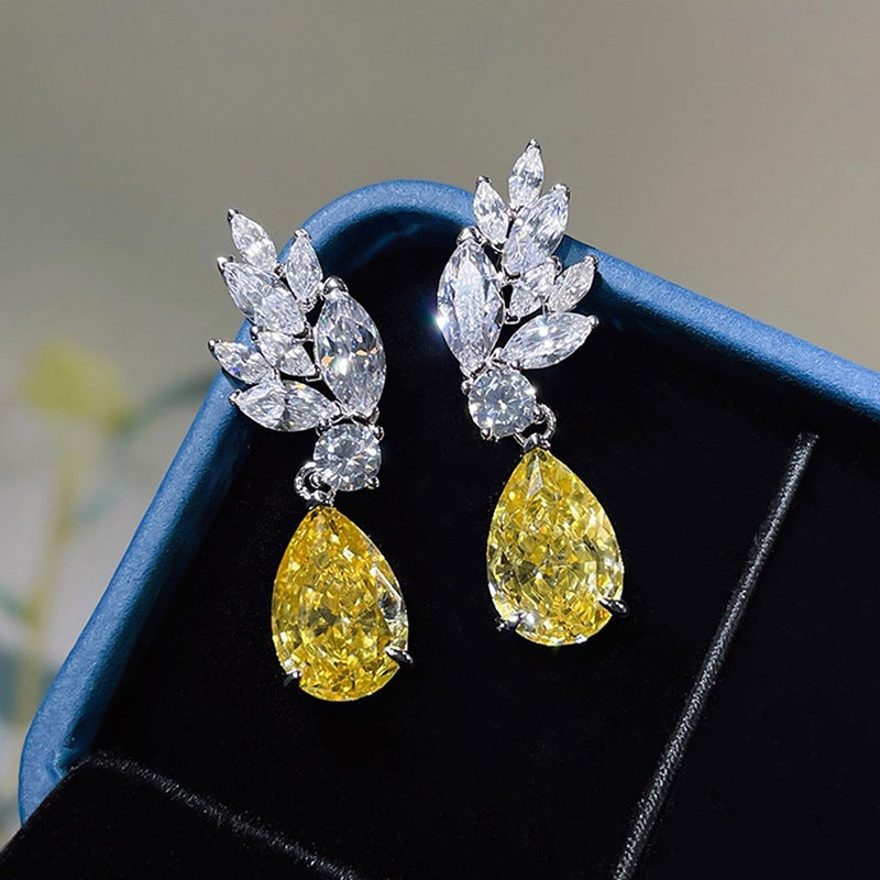 Trendy High-grade Water-drop Eardrops Plant Flowers Leaf-shaped Earrings