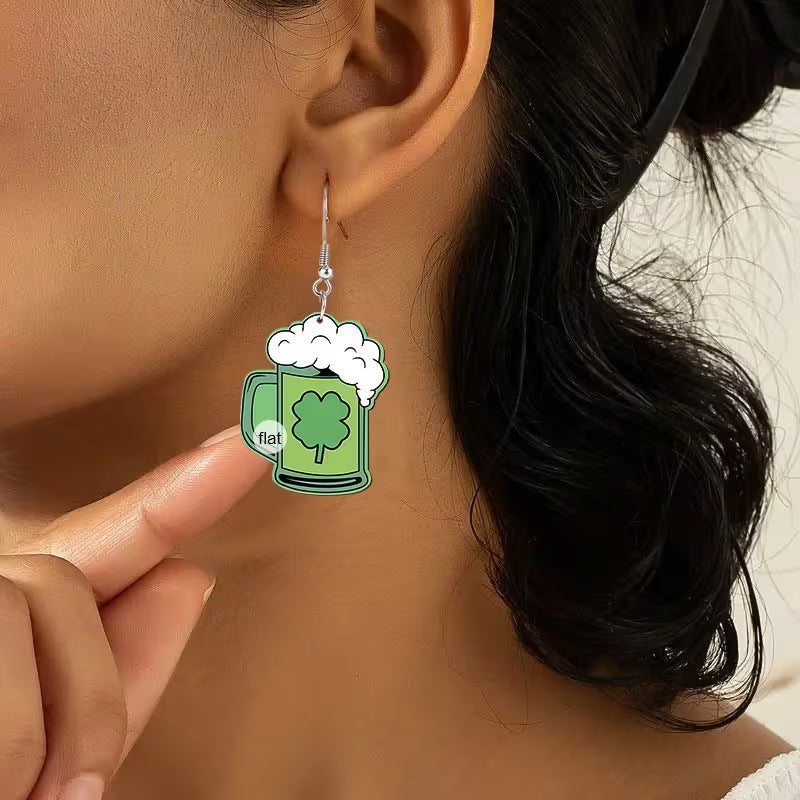 Day Green Clover Beer Steins Shape Acrylic Creative Rings