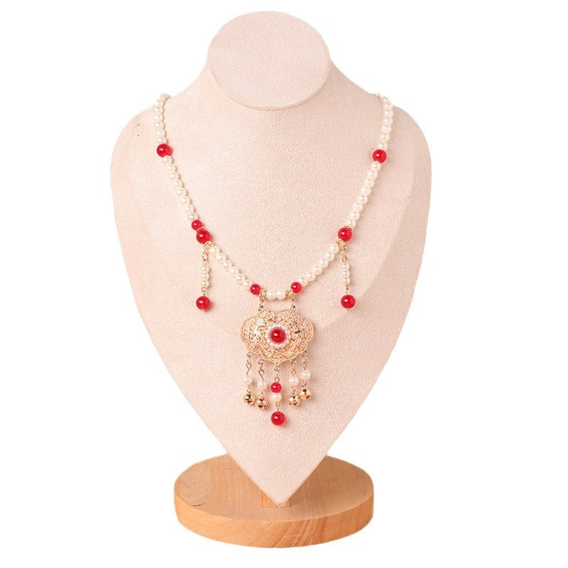 Lock Imitation Pearl Han Chinese Clothing Necklaces