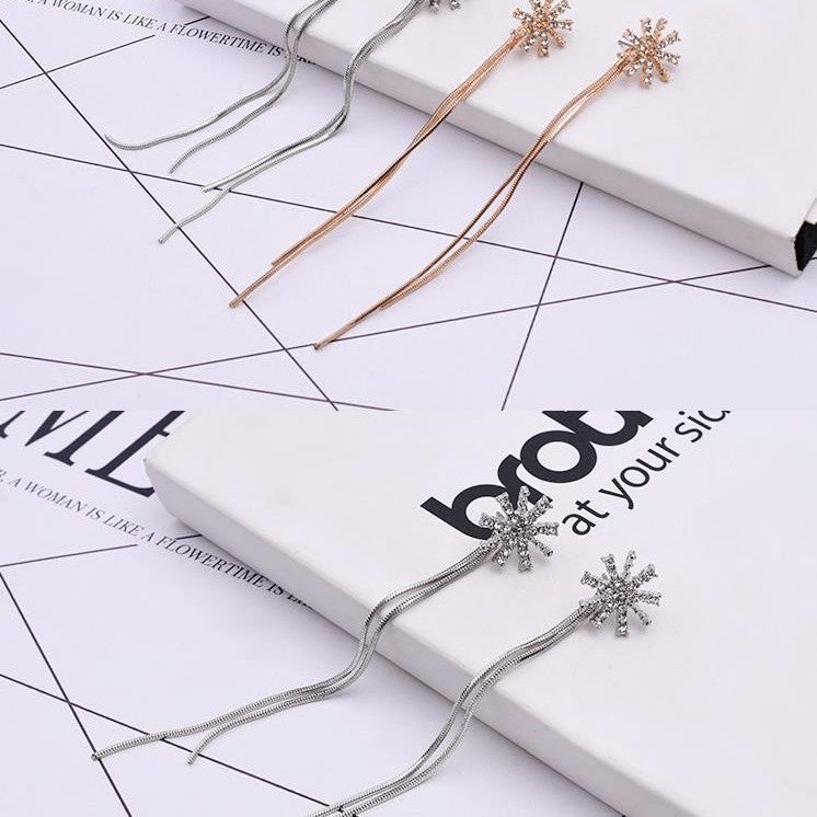 Fringe Personality Simple Snowflake Ear Female Stud Earrings