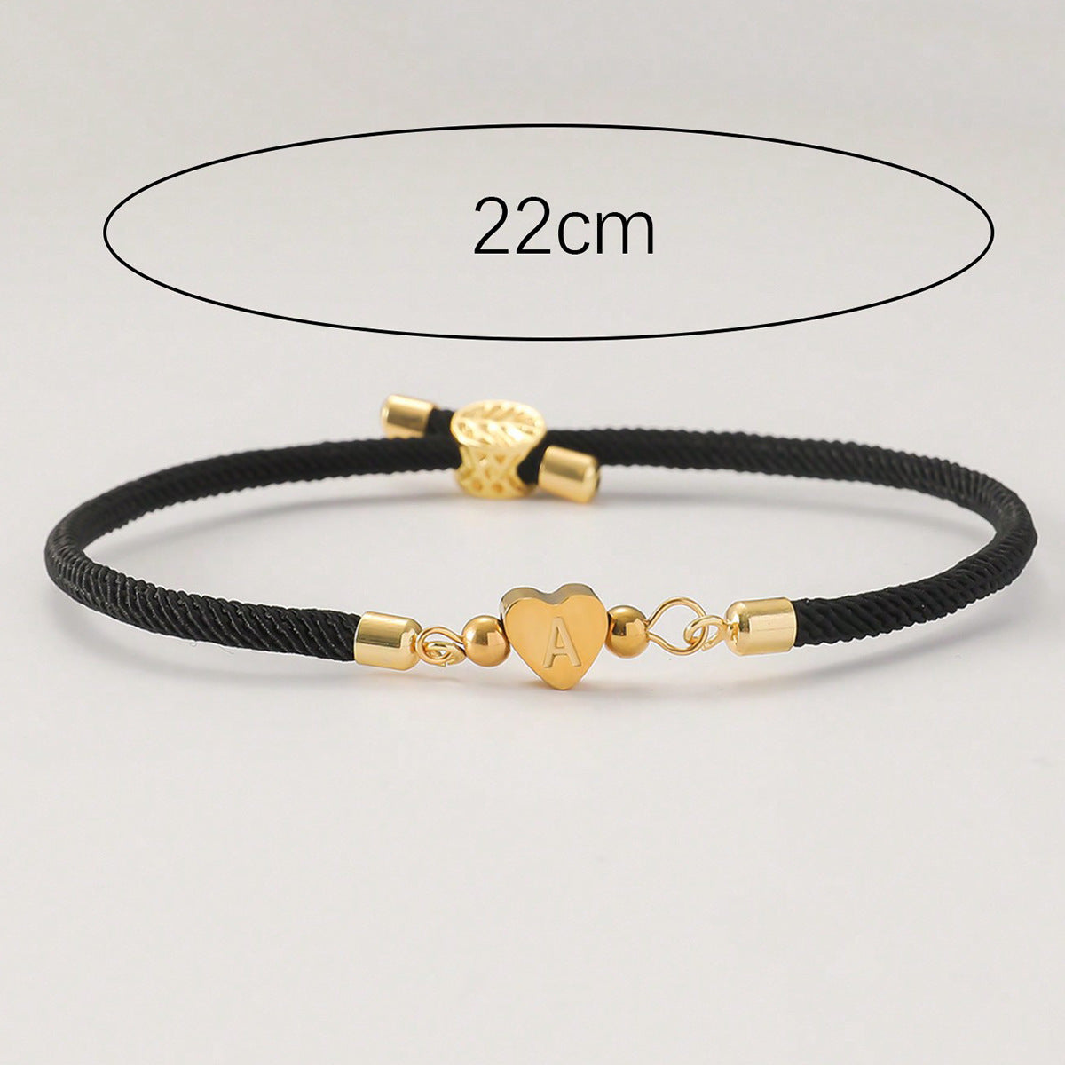 Women's Classic Heart Initial Letter Adjustable Colored Bracelets