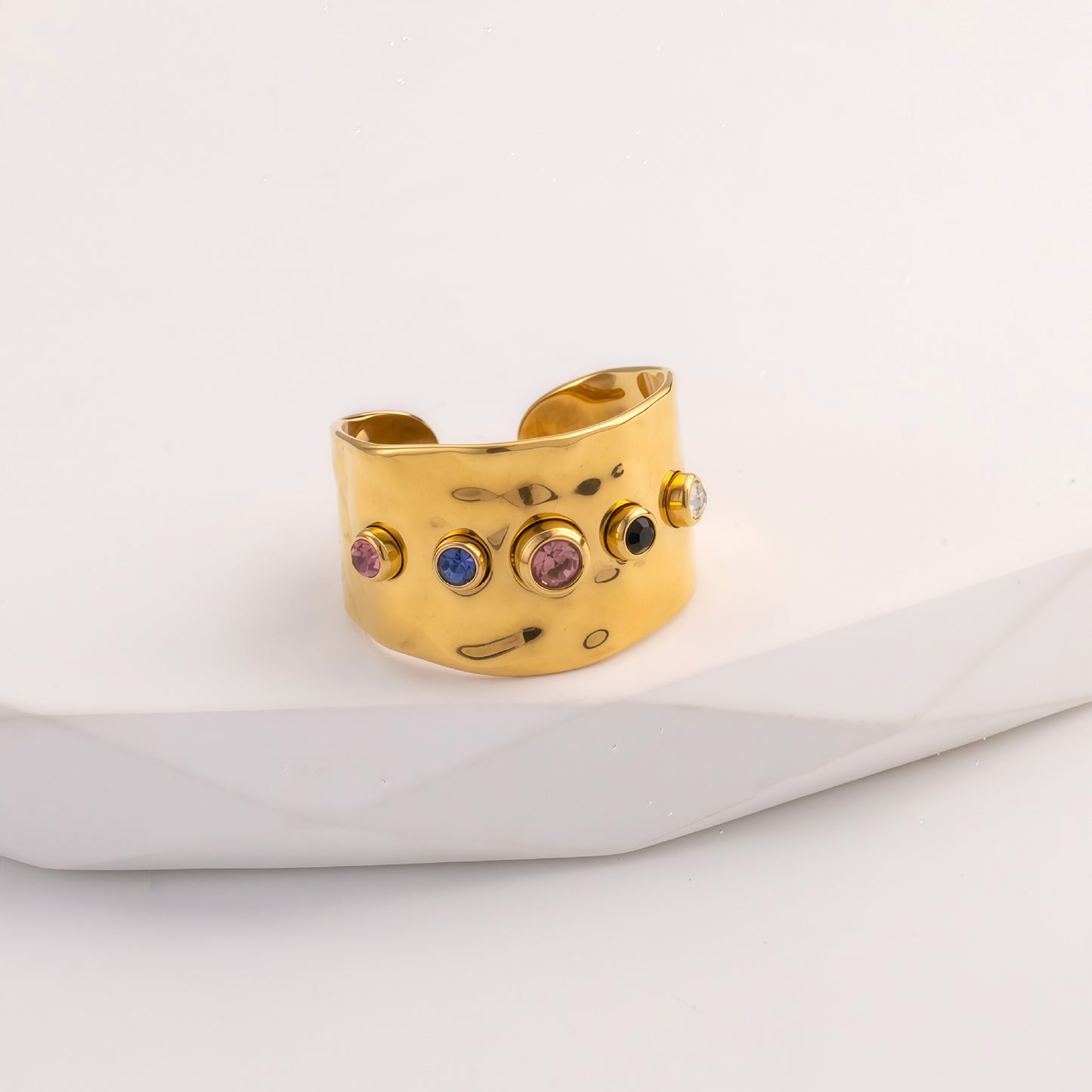 Women's Colorful Crystals Temperament Personality Design Titanium Rings