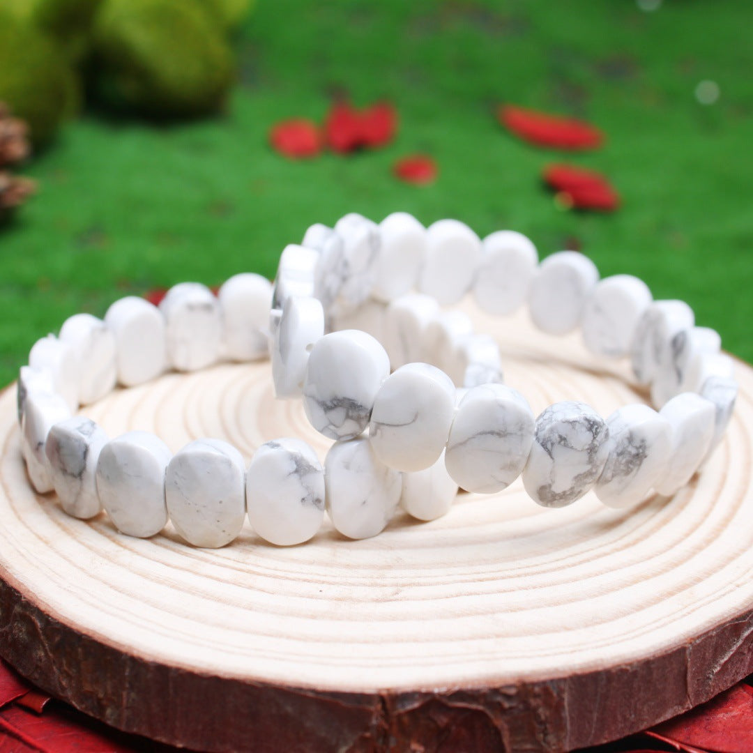 Women's & Men's Natural Stone Beads White Pine Blue Turquoise Bracelet