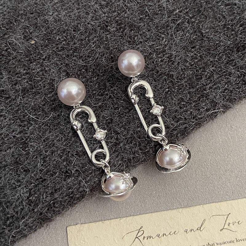 Women's Rose Pearl Pin Saturn Pull Ear Bracelets