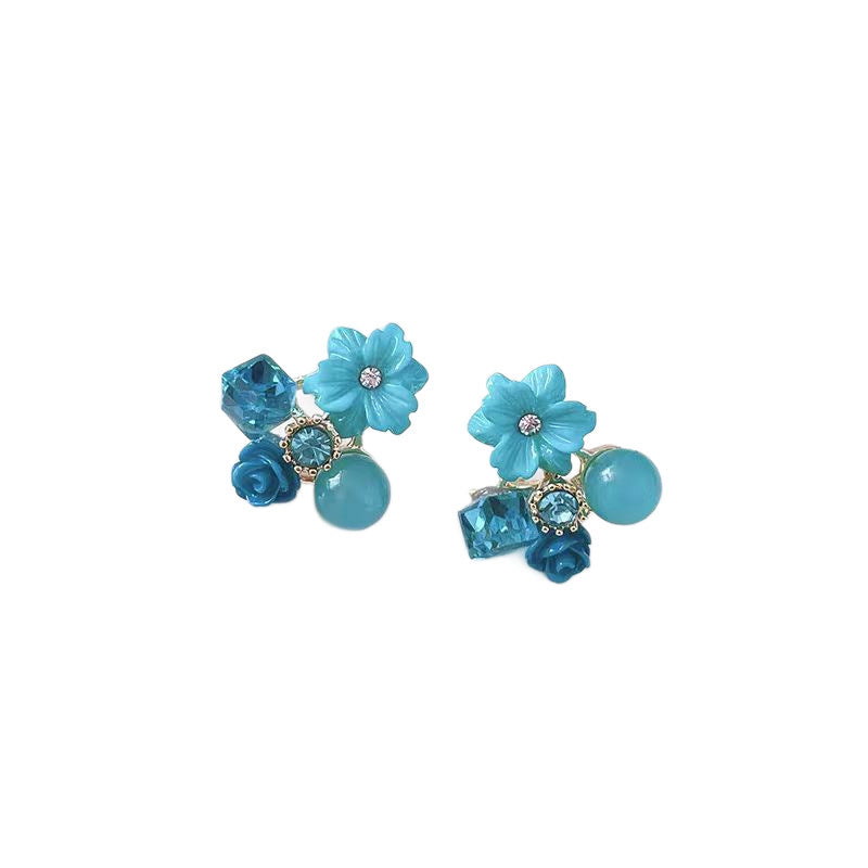 Special Offer Diamond Opal Crystal Flowers Fresh Sweet Mori Earrings
