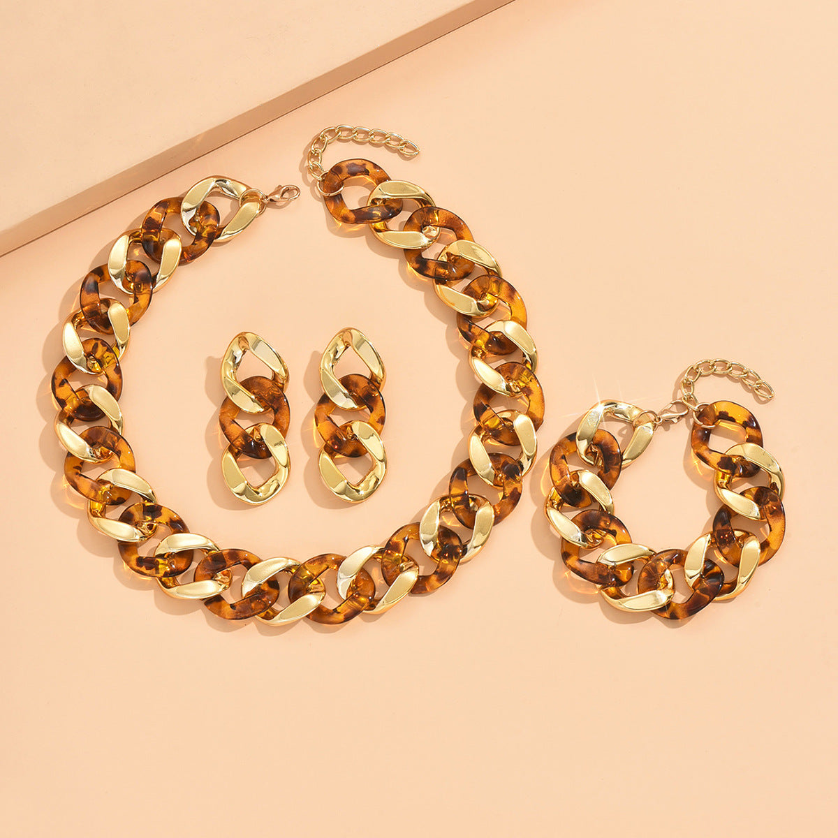 Fashion Stitching Acrylic Chain Leopard Print Personality Bracelets