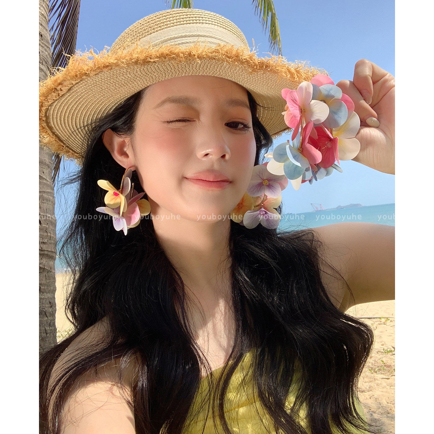 Hoop Female Vacation Style Unique Beautiful Exaggerated Ear Square Round Earrings