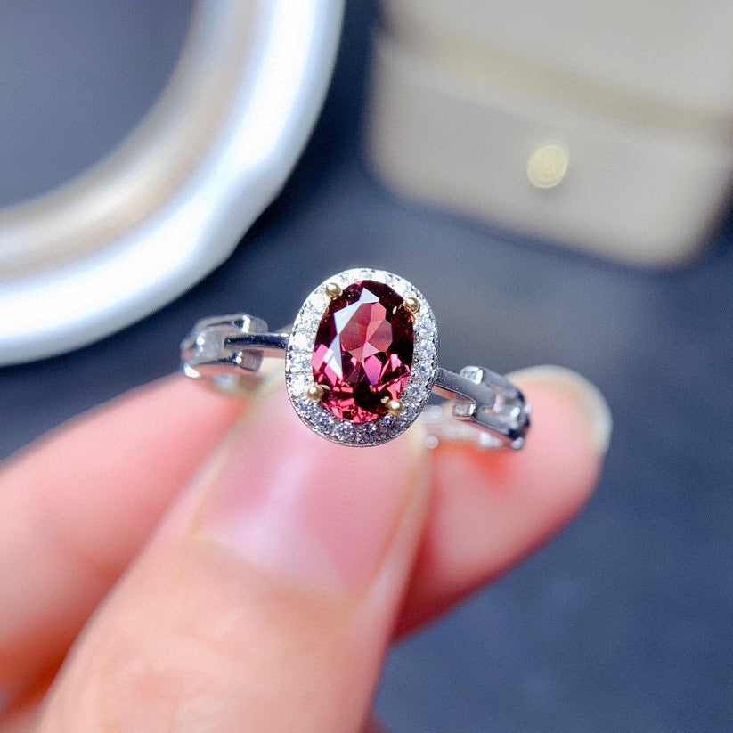 Temperament Simulation Sapphire Red Tourmaline Open Female Fashion Rings