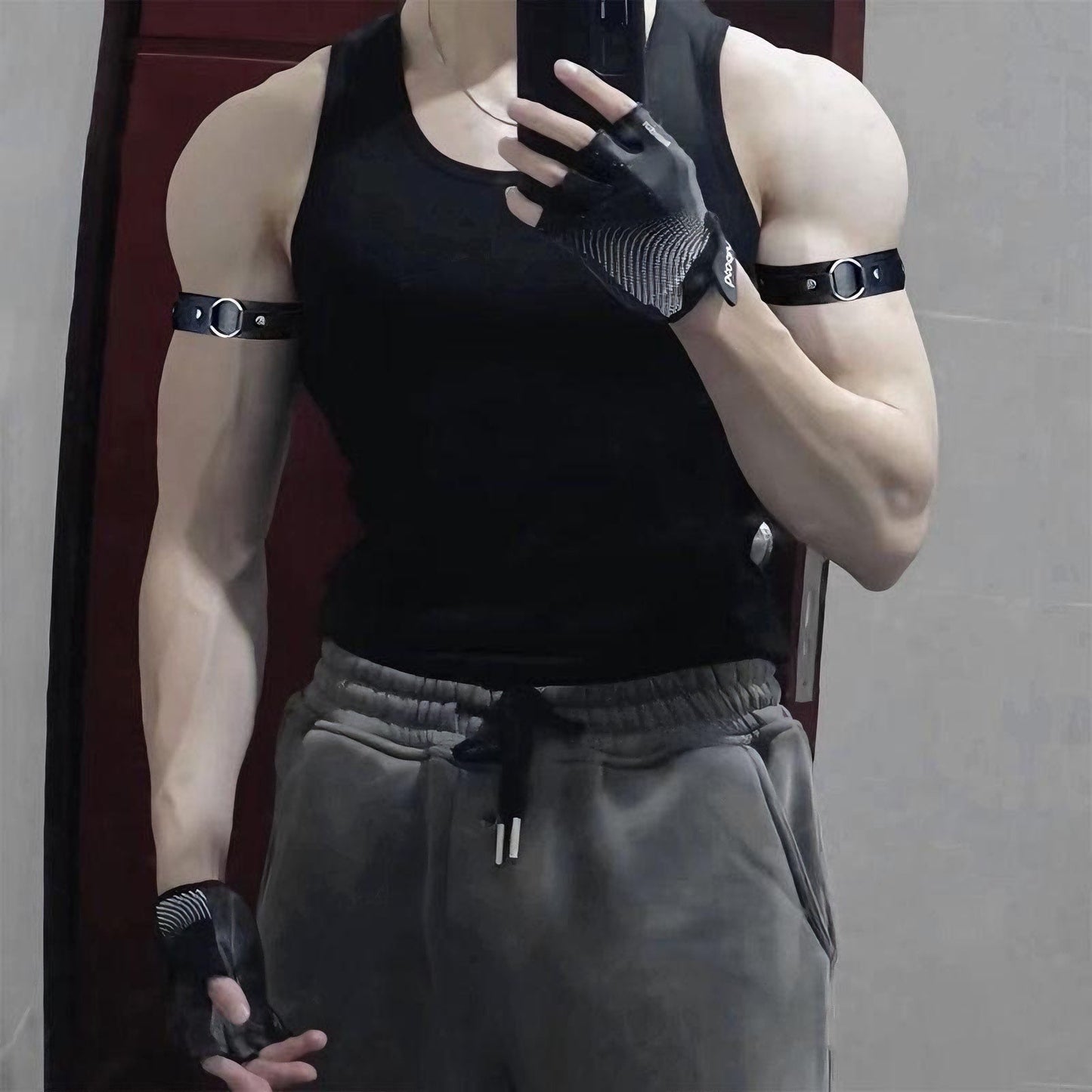 Men's Shirt Sports Sleeve Arm Band Guard Strap Black Collar Rings
