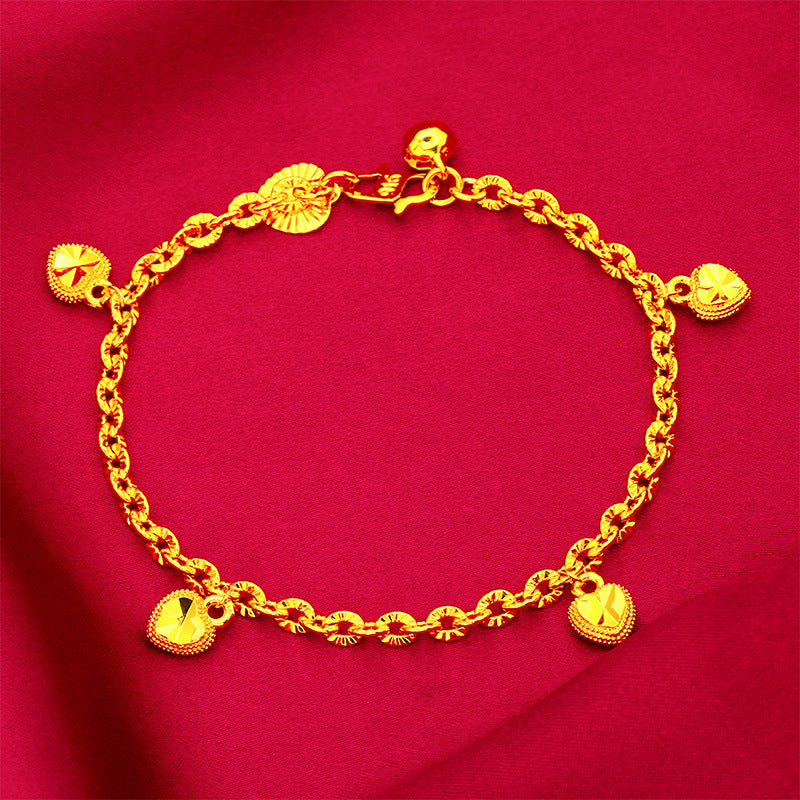 Casual Pretty Vietnam Placer Gold Heart Bracelets