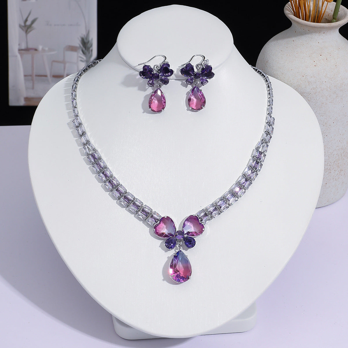 Full Diamond Drop-shaped Temperament The Dinner Party Jewelry Set