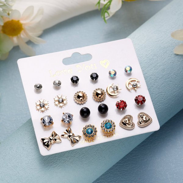 Women's Paper Card Alloy Zircon Ear Niche Earrings