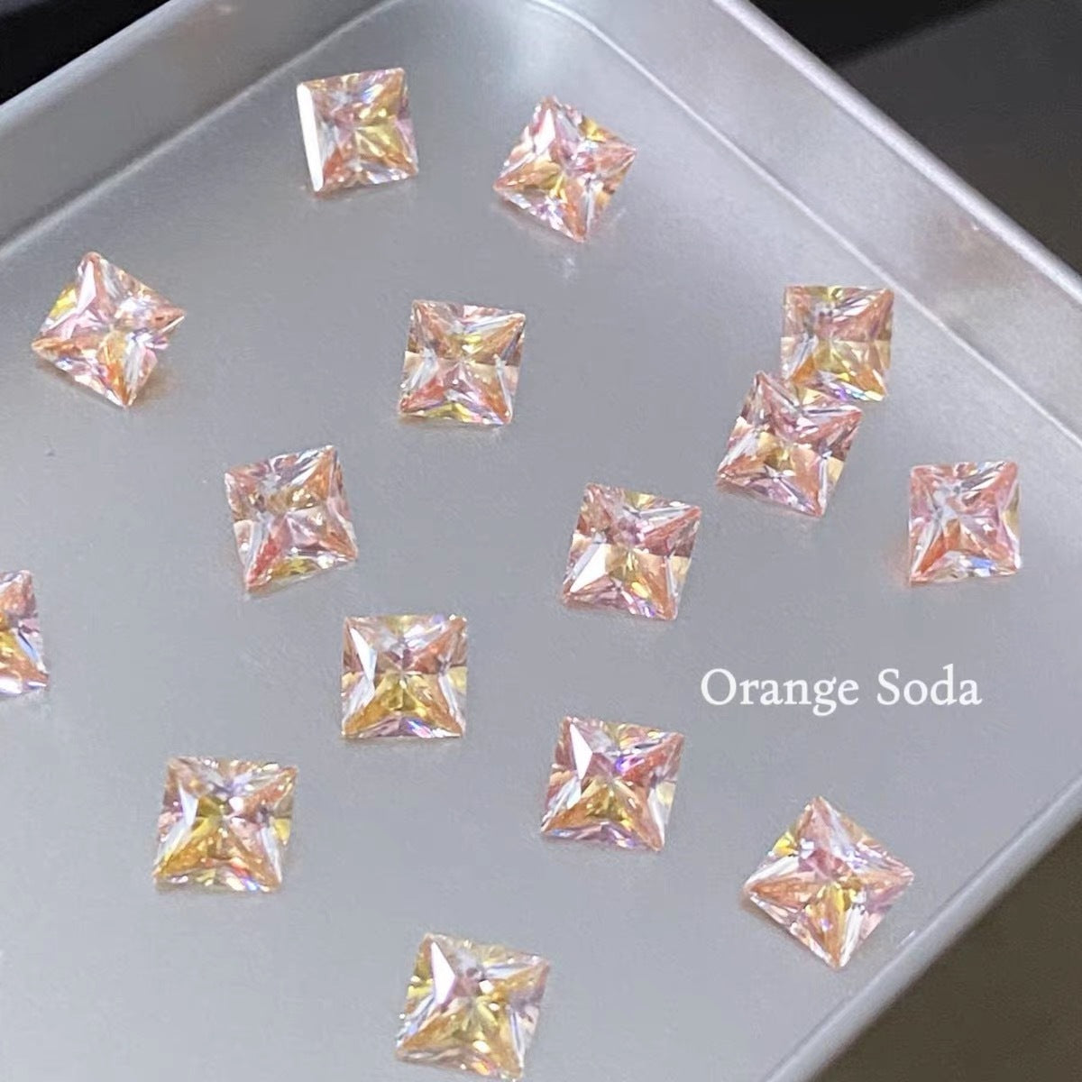 Women's Orange Square Titanium Alloy Internal Spiral Ear Stud Earrings