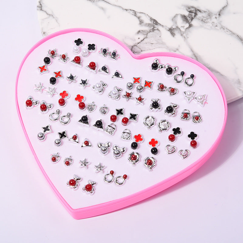 Women's Flower Love Heart Not Allergic To Stud Earrings