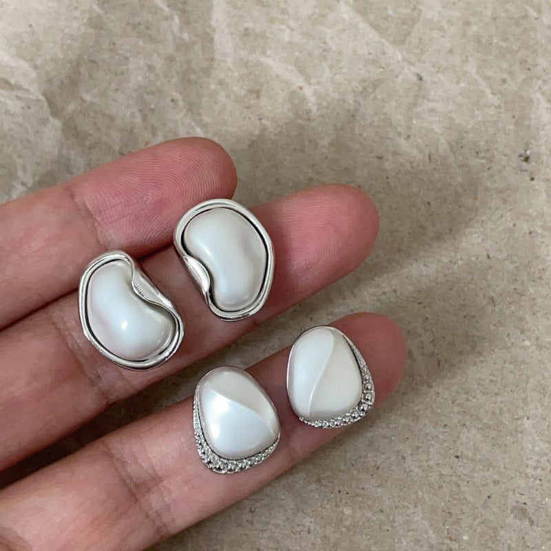 Geometric Beans Metal Female Niche High Sense Temperament Earrings