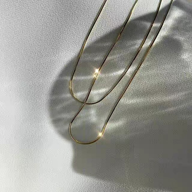 Titanium Steel Gold Square Snake Bones Chain Plain Temperament Necklace