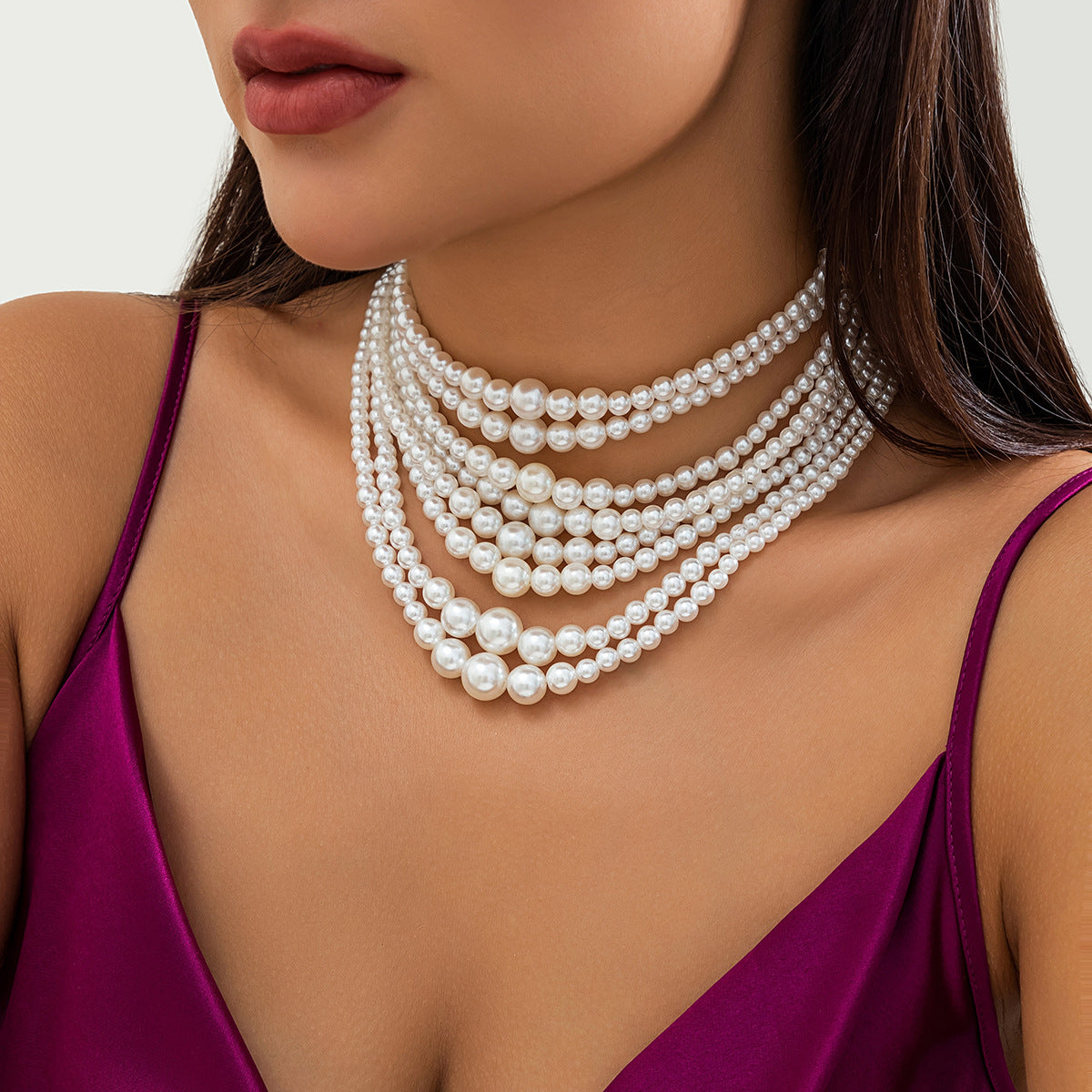 Women's Imitation Pearl Elegant Baroque Size Beaded Necklaces