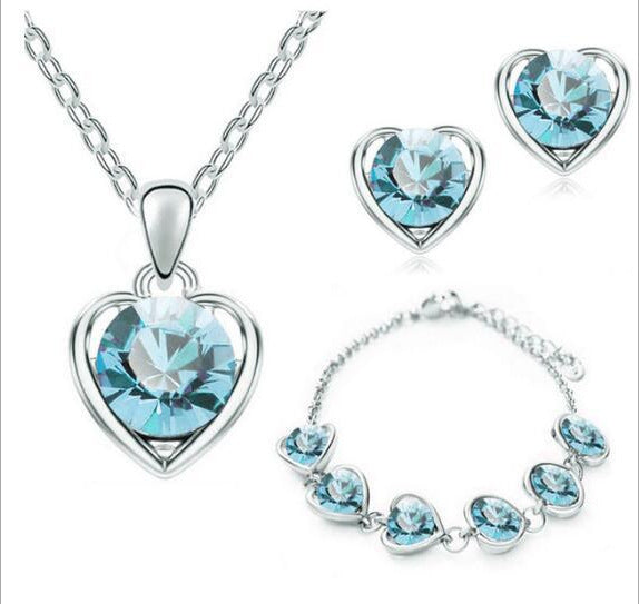 Stylish Durable Fashion Crystal Heart-shaped Heart Jewelry Set