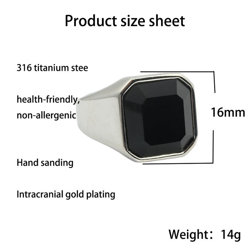 Men's Steel Gemstone Retro Trendy Personality Punk Rings