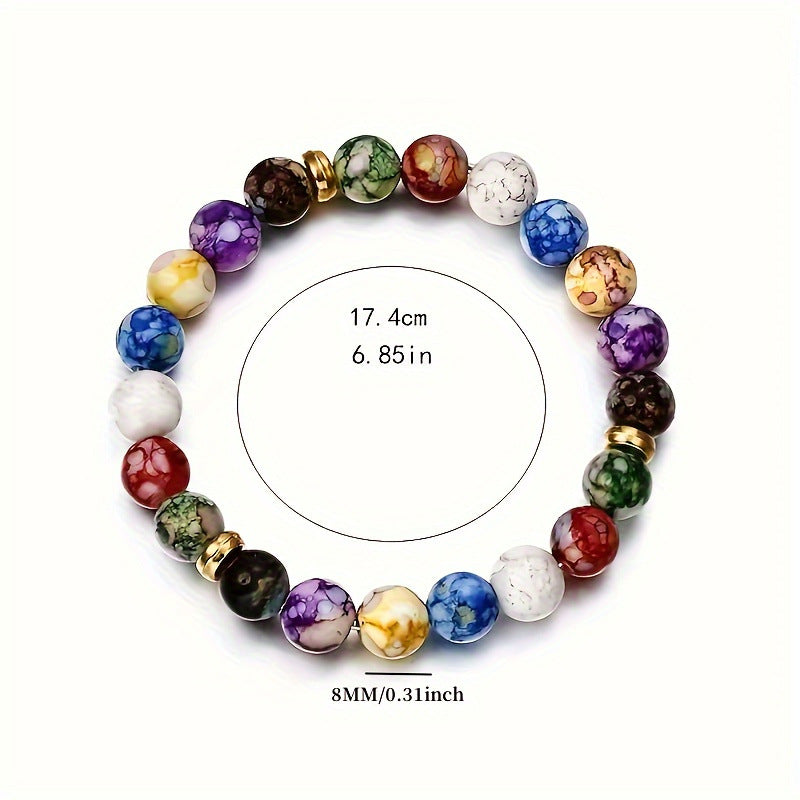 Women's & Men's Colorful Volcanic Rock Woven String Beads Crafts Bracelet