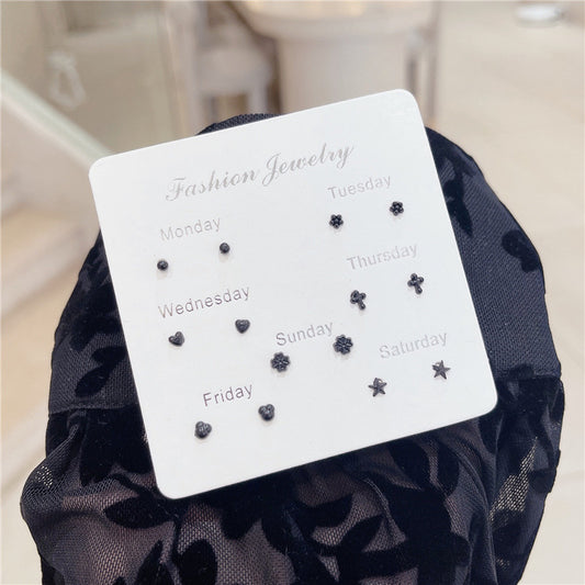Mini Ear Plastic Bar Suit Small Heart Earrings