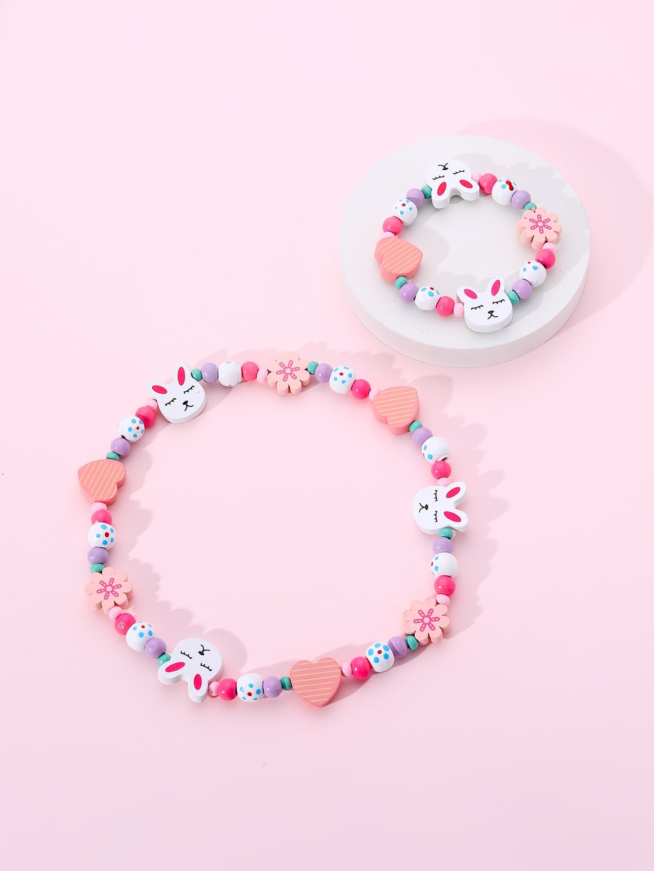 Children's Mixed Color Beaded Wooden Bead Handmade Bracelets